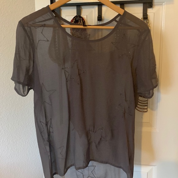 Joe's Jeans Silk Top with Beaded Star Detail - Picture 1 of 5